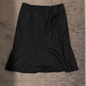 Vintage CHANEL Black A-Line Fluted Hem Wool Pencil Skirt 38